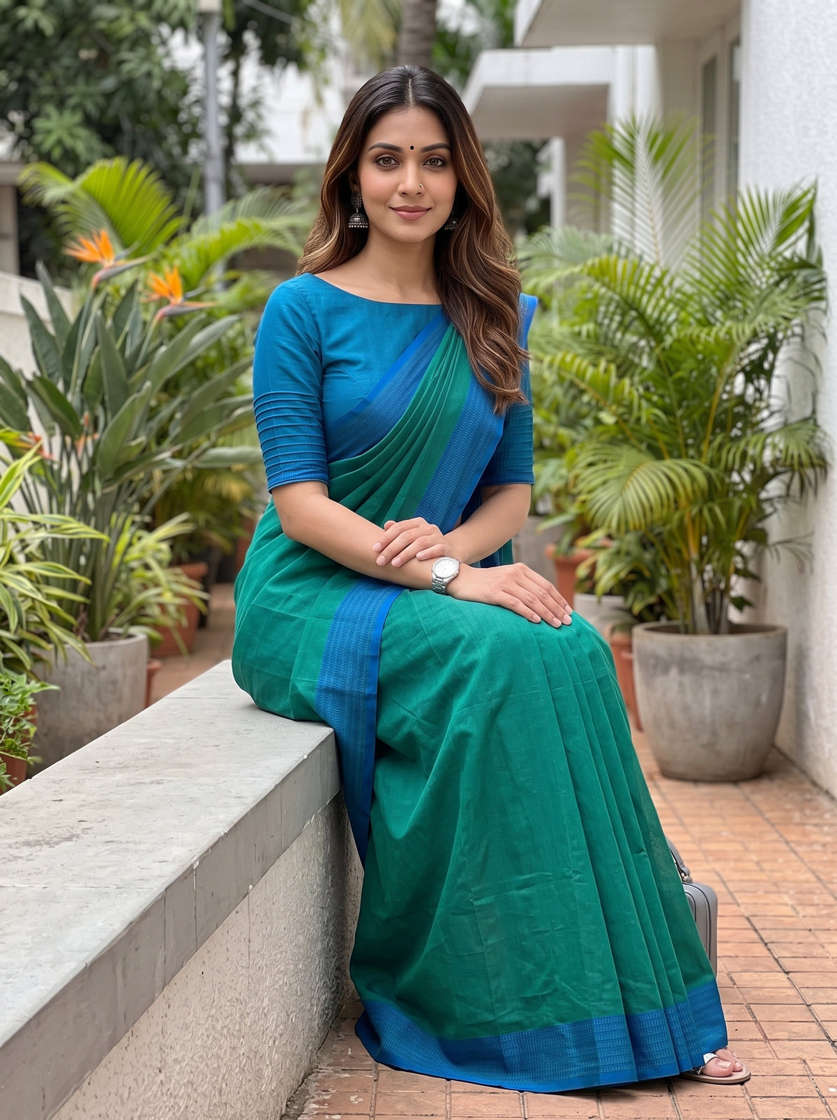 MIMOSA Rama Bengaluru Art Silk Saree — pose 8 styling detail