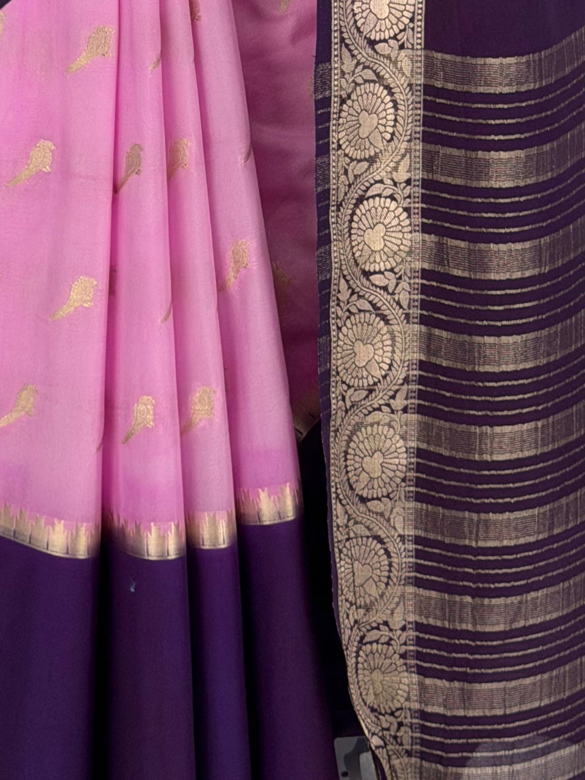 MIMOSA Lavender Mysore Silk Crepe Saree — fleets shot full lifestyle