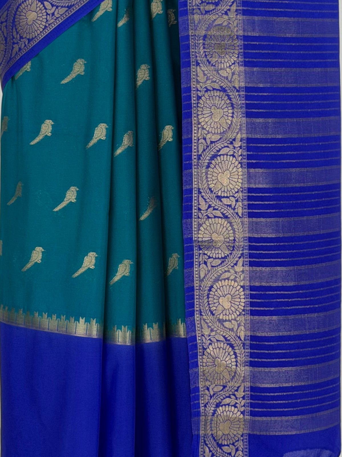 MIMOSA Sapphire Mysore Silk Crepe Saree — fleets shot full lifestyle