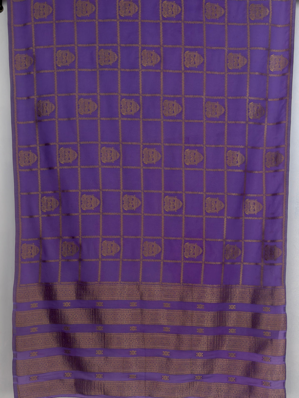MIMOSA Lavender Mysore Silk Crepe Saree — pallu and zari work detail