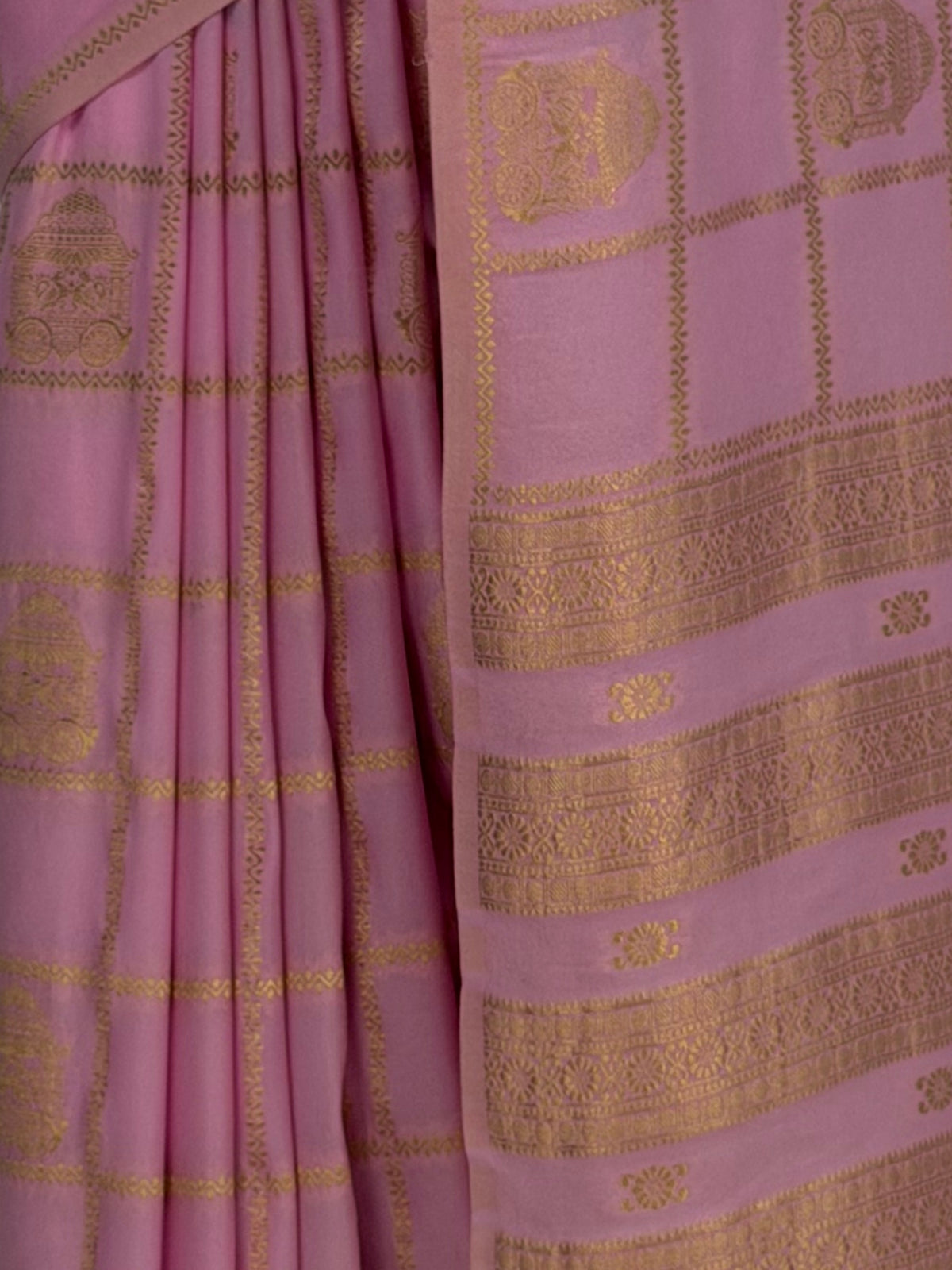 MIMOSA Pink Mysore Silk Crepe Saree — fleets shot full lifestyle