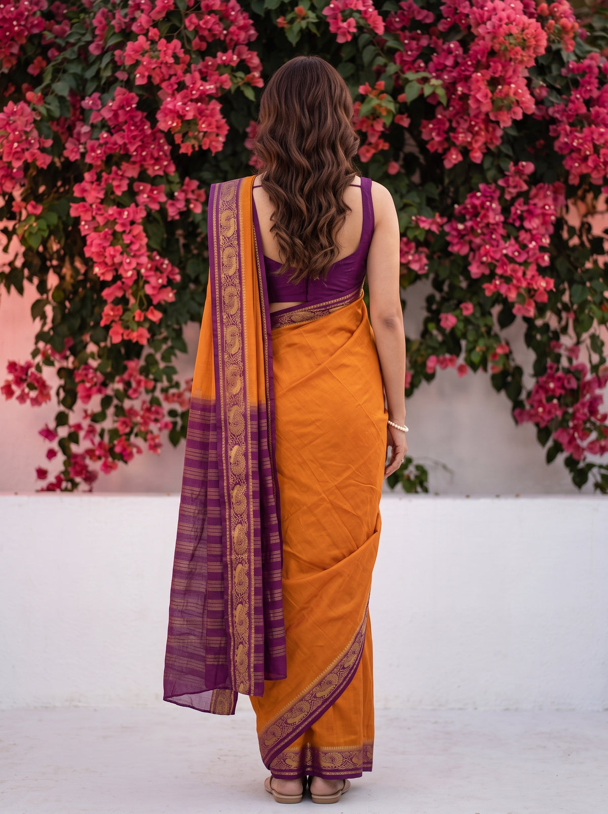 MIMOSA Wine Mysore Silk Crepe Saree — Saree shot pallu + body