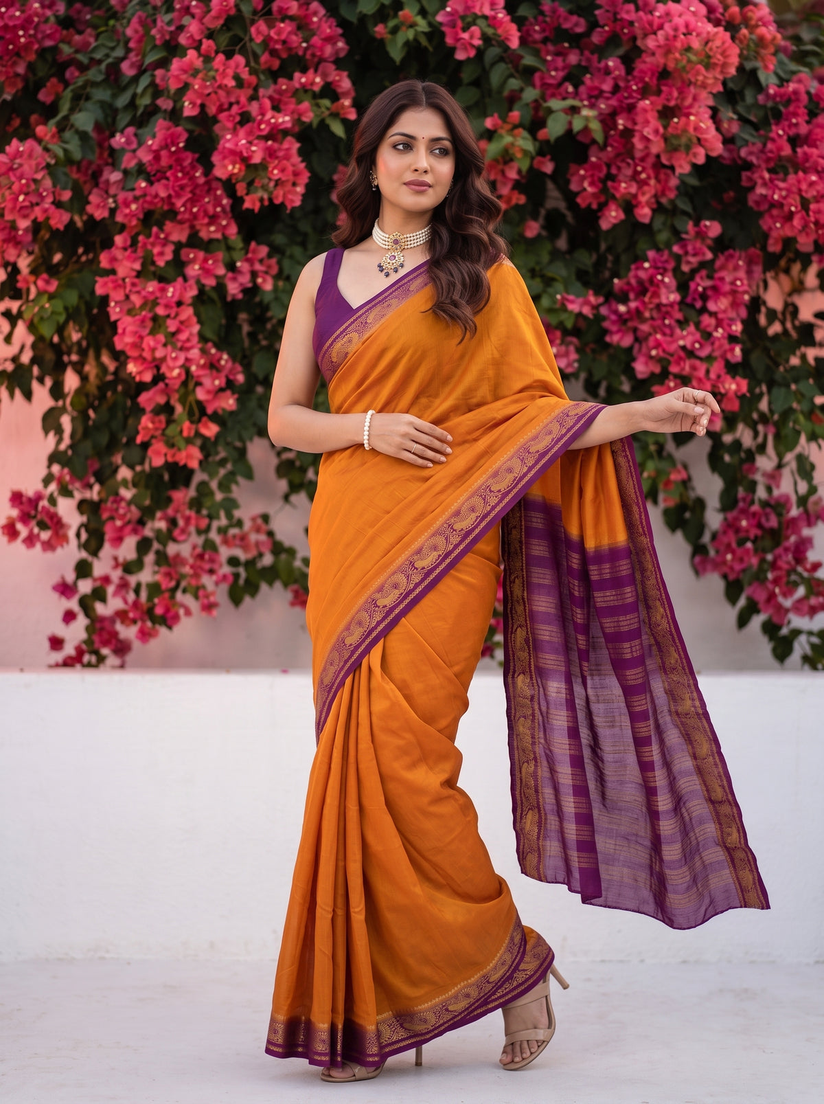 MIMOSA Wine Mysore Silk Saree — pose 9 styling detail