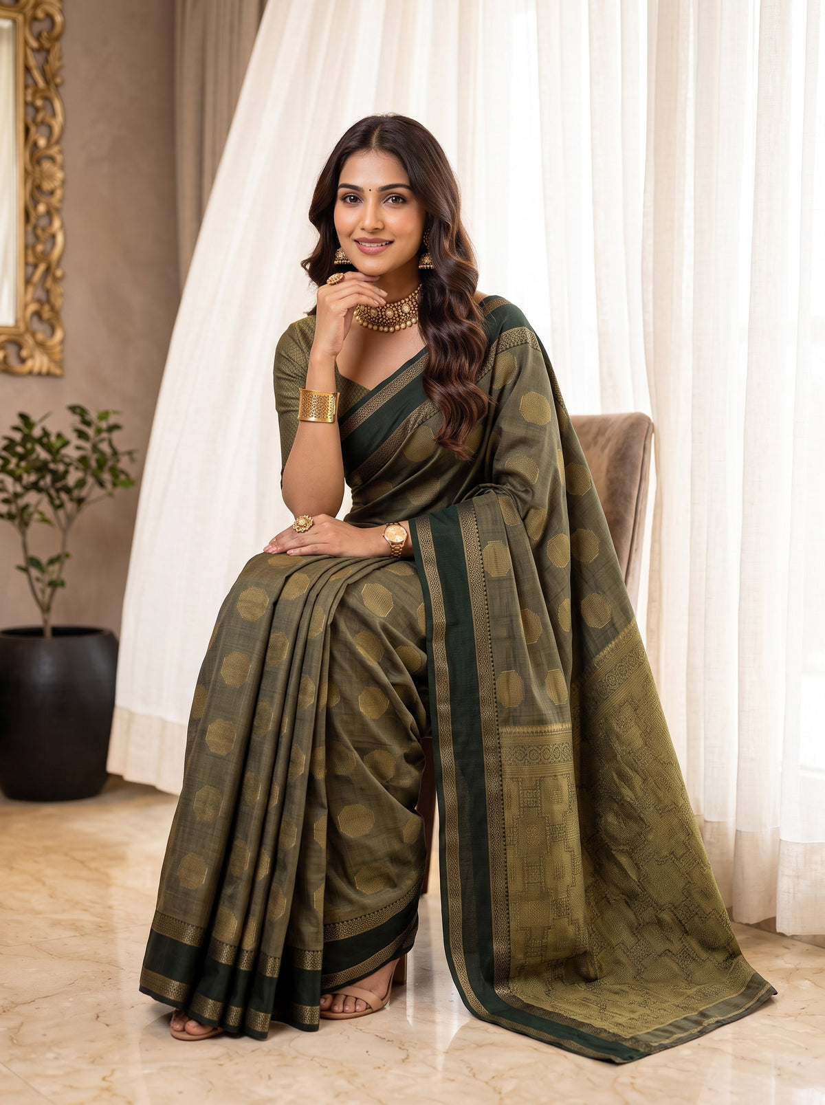 MIMOSA Blue Banarasi Saree — pose 8 styling detail