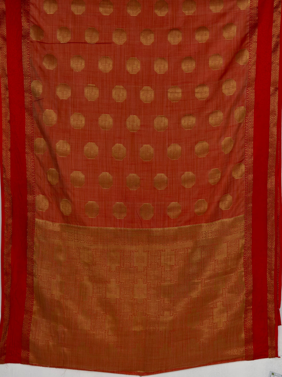 MIMOSA Orange Banarasi Saree — pallu and zari work detail