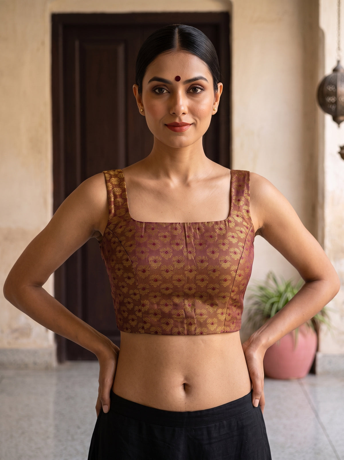 MIMOSA Magenta Kanjivaram Saree — blouse close-up