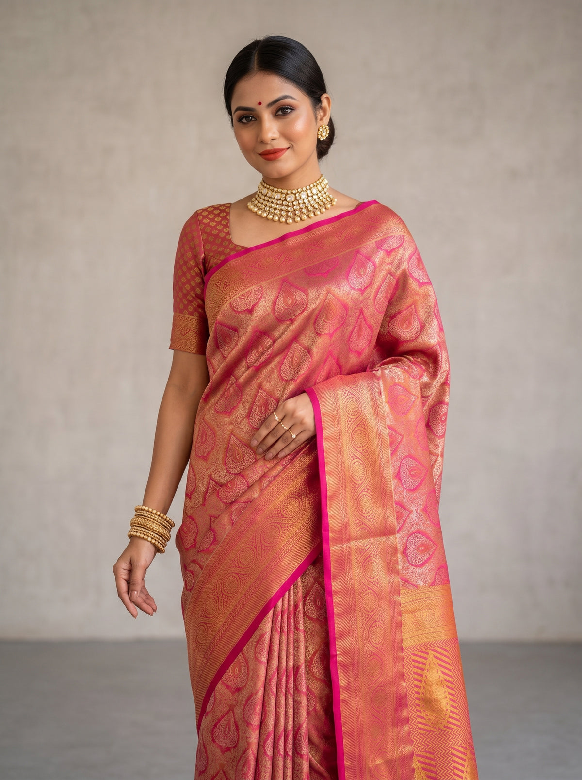 MIMOSA Rani Kanjivaram Saree — pose 10 styling detail