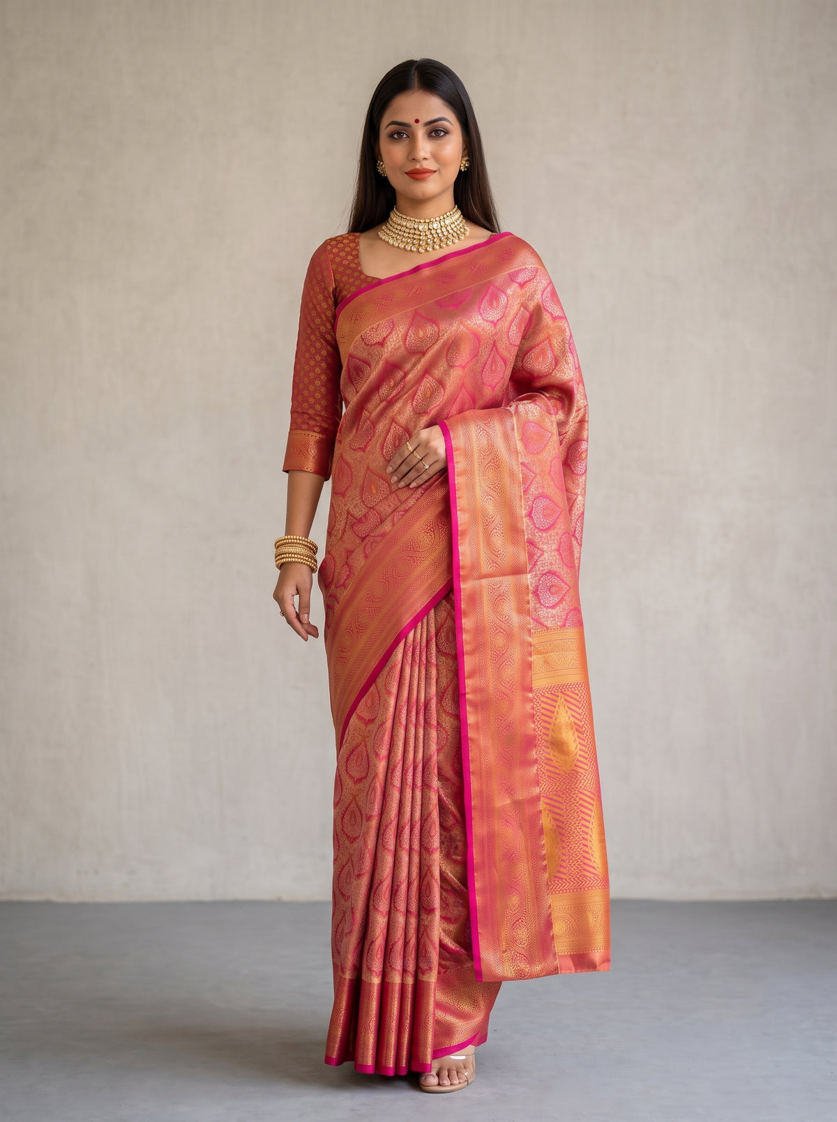 MIMOSA Rani Kanjivaram Saree — pose 5 styling detail