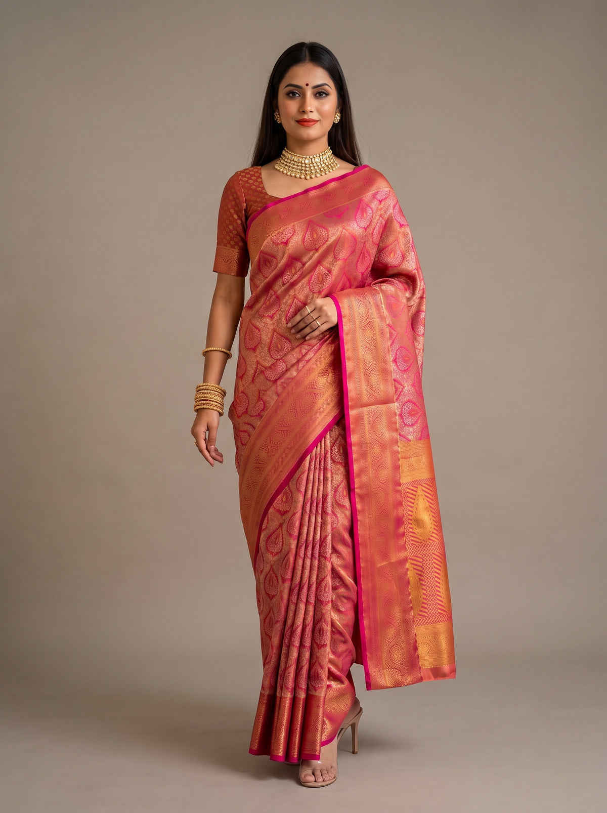 MIMOSA Rani Kanjivaram Saree — pose 6 styling detail