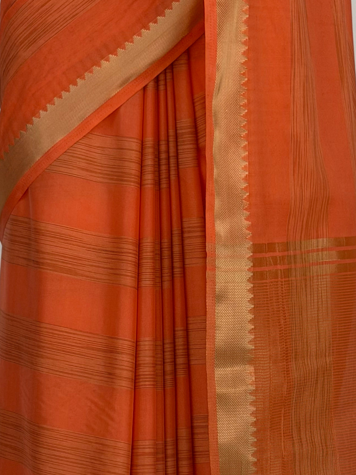 MIMOSA Peach Mysore Silk Crepe Saree — fleets shot full lifestyle