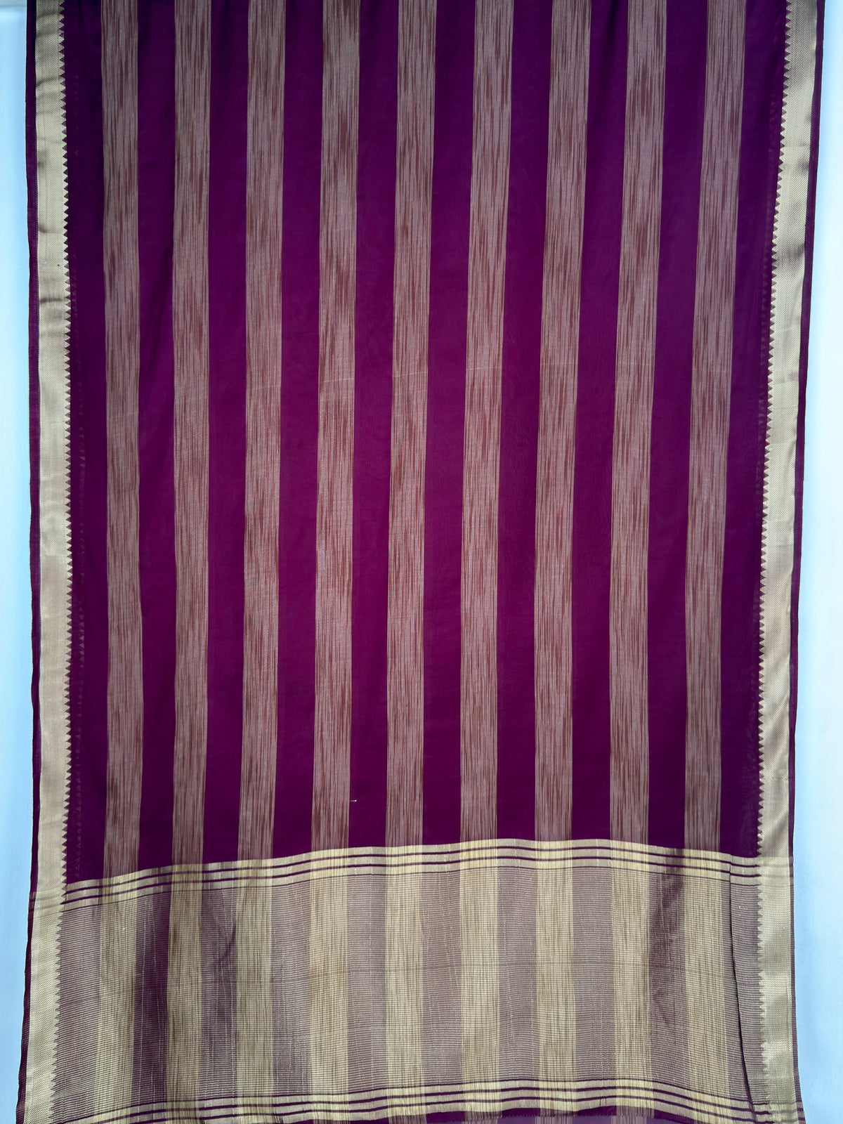 MIMOSA Wine Mysore Silk Crepe Saree — pallu and zari work detail