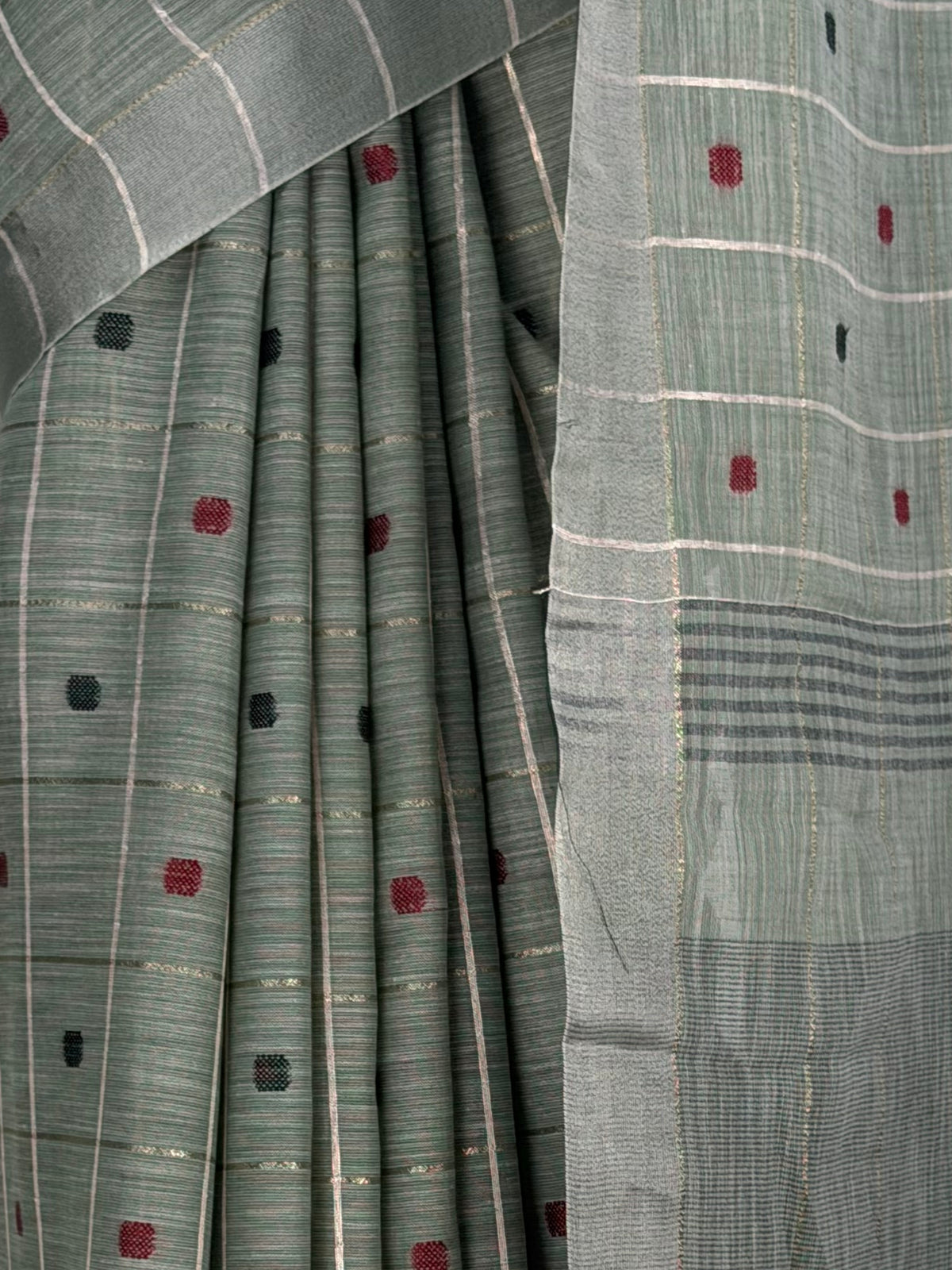 MIMOSA Green Banarasi Cotton Saree — fleets shot full lifestyle