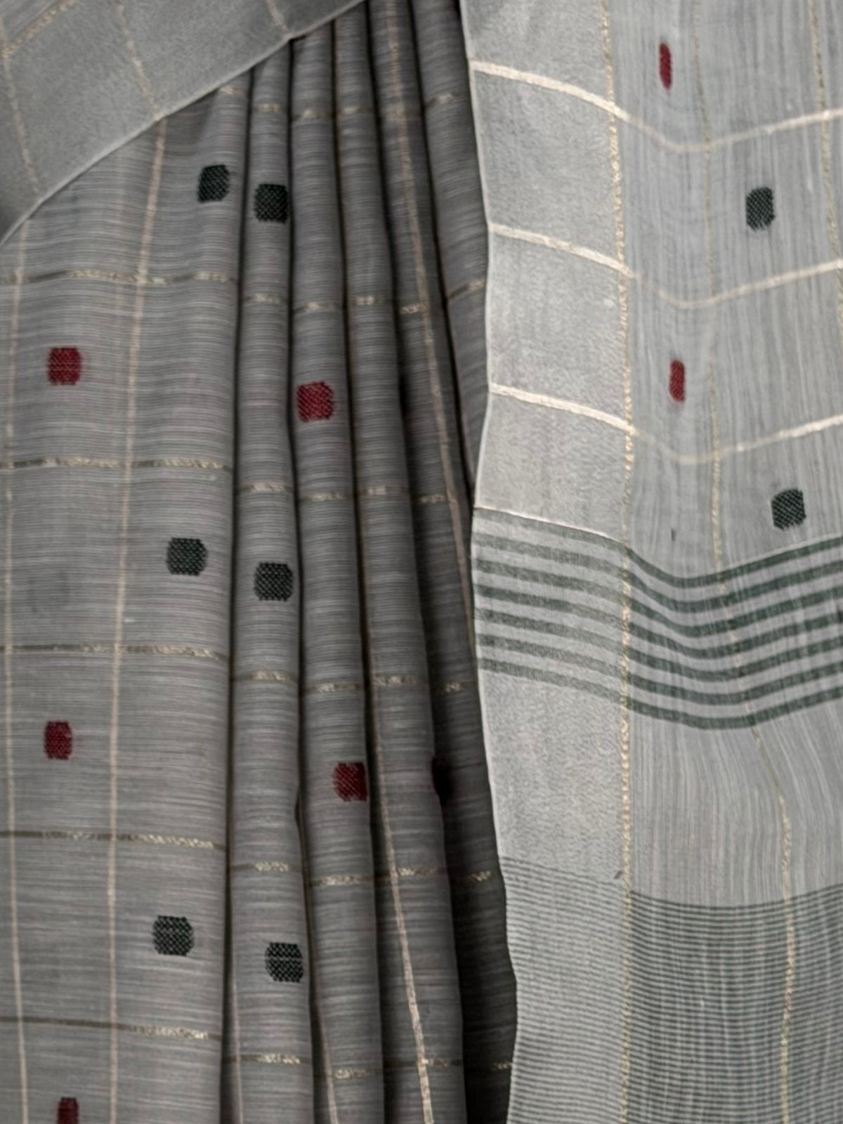 MIMOSA Grey Banarasi Cotton Saree — fleets shot full lifestyle