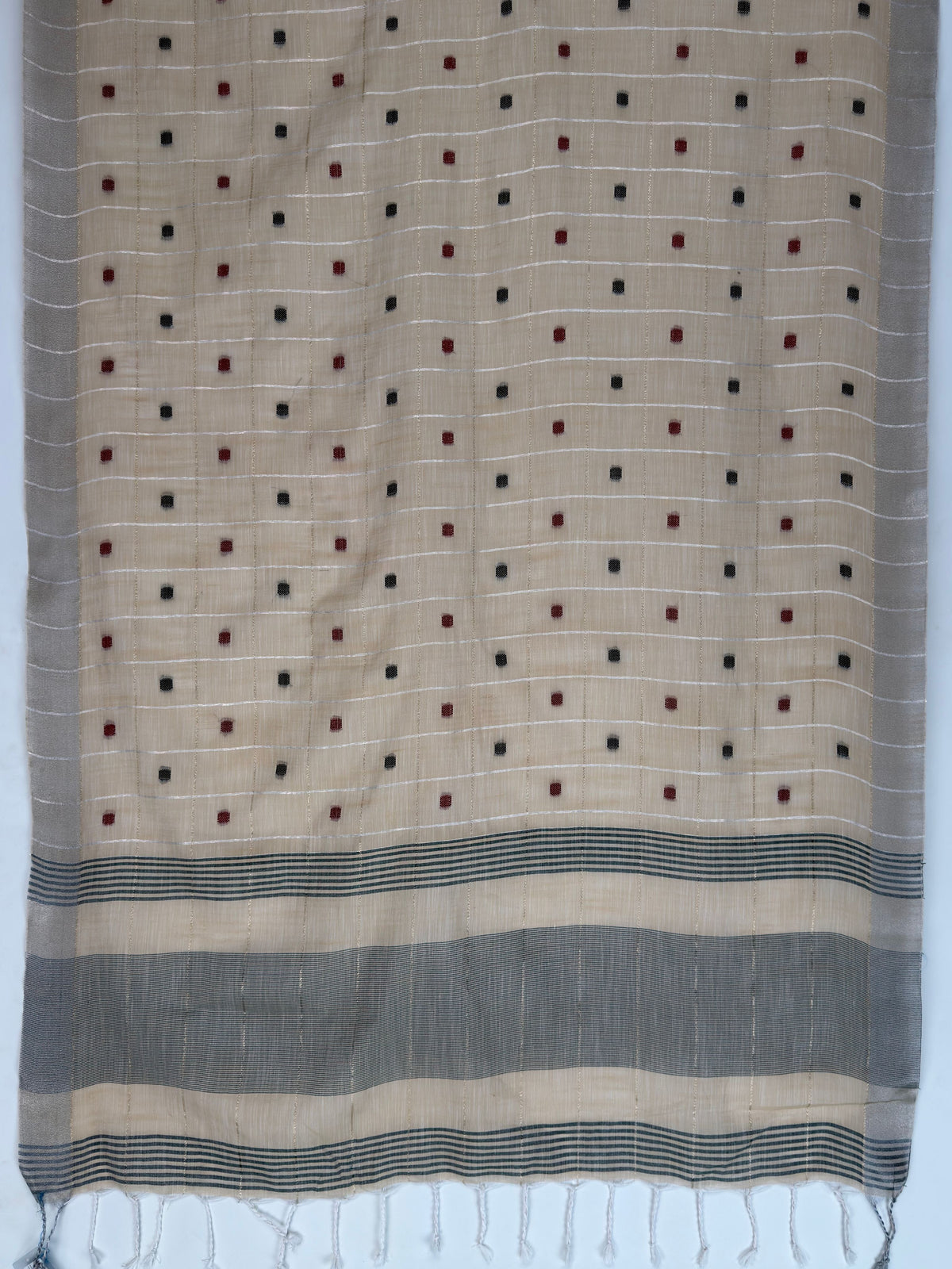 MIMOSA Tussar Banarasi Cotton Saree — pallu and zari work detail