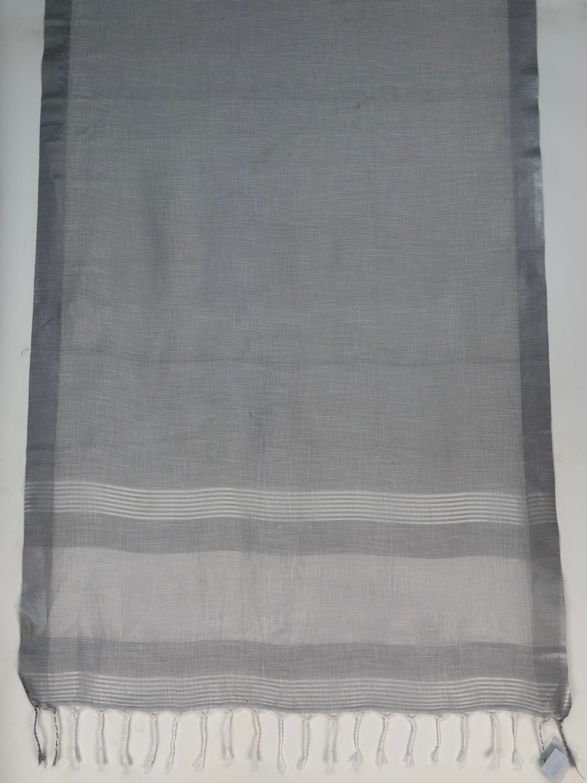 MIMOSA Grey Banarasi Cotton Saree — pallu and zari work detail