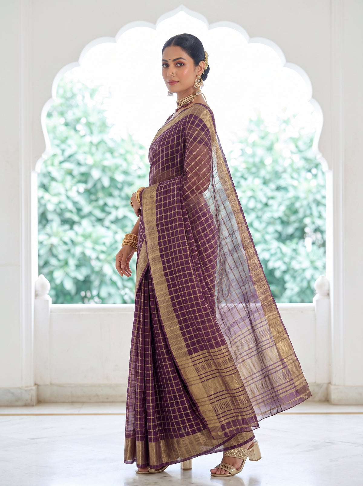 MIMOSA Jamun Banarasi Saree — pose 9 styling detail