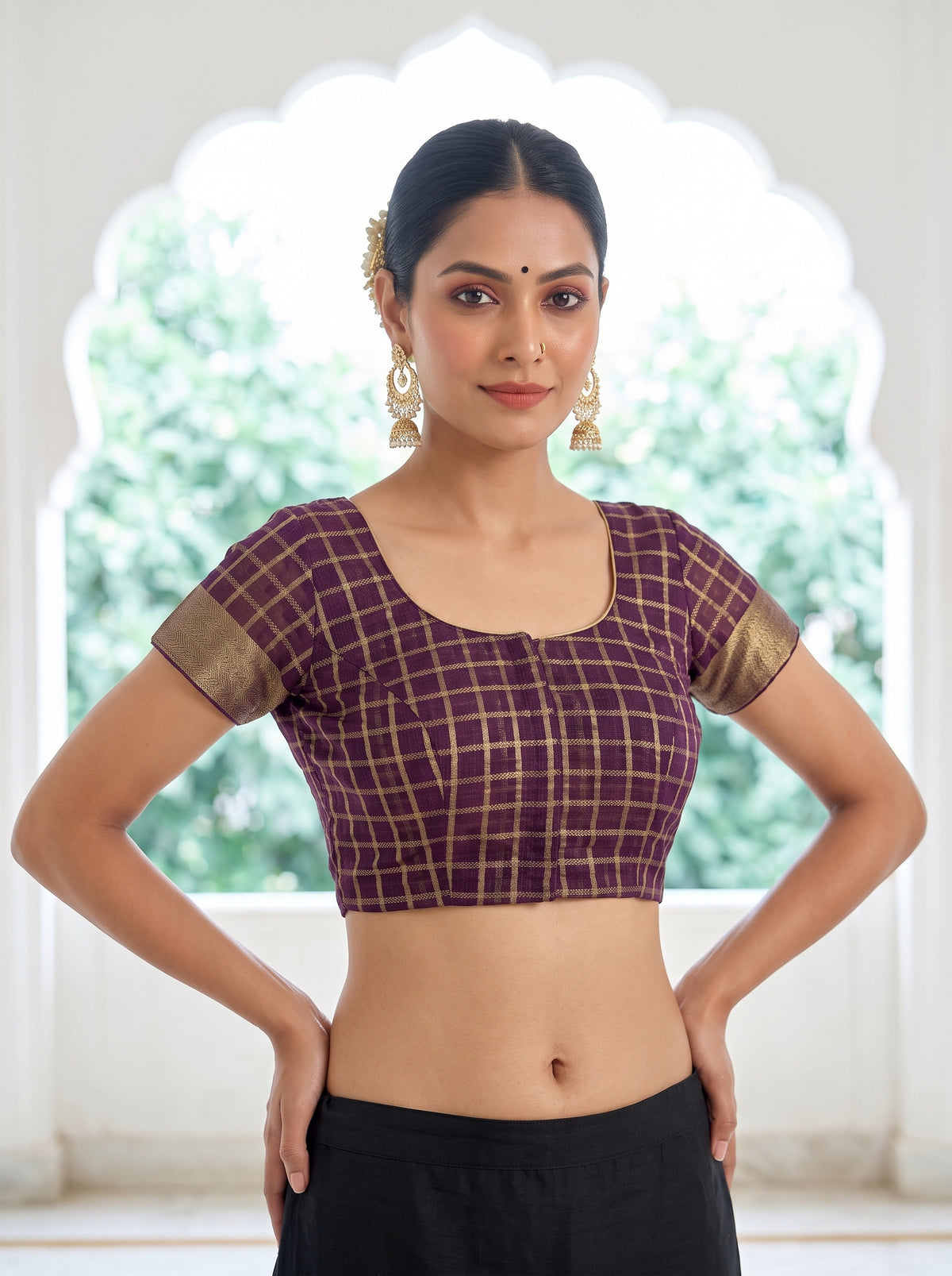 MIMOSA Jamun Banarasi Saree — blouse close-up