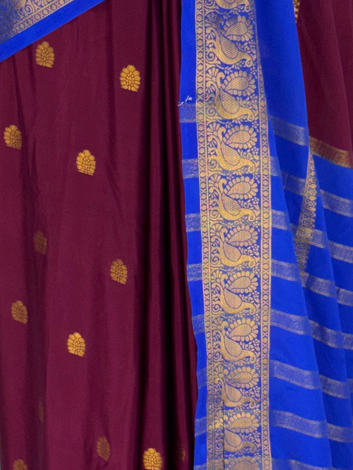 MIMOSA Wine Mysore Silk Crepe Saree — fleets shot full lifestyle