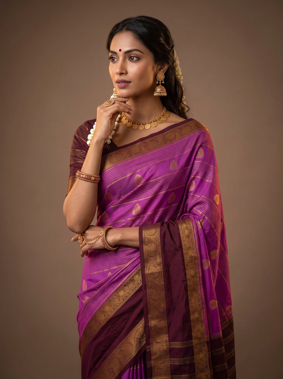 MIMOSA Lavender Mysore Silk Saree — pose 10 styling detail