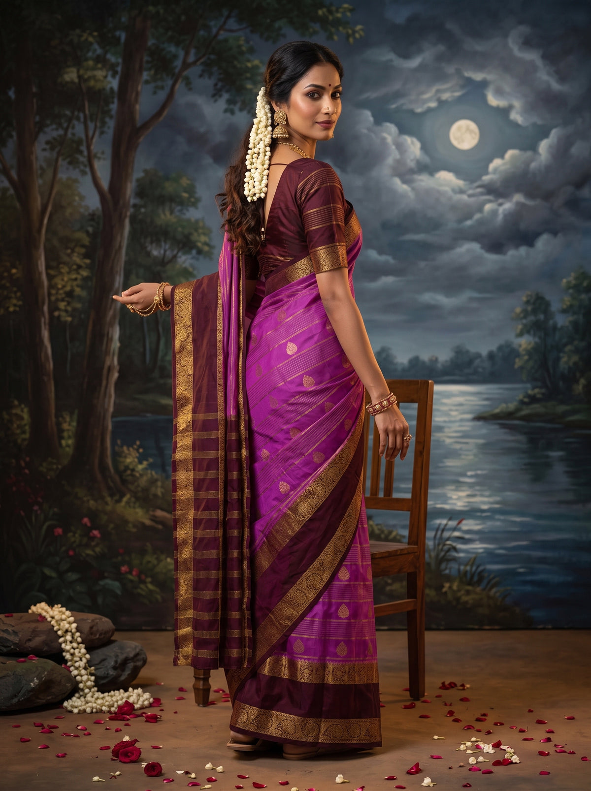 MIMOSA Lavender Mysore Silk Saree — pose 7 styling detail