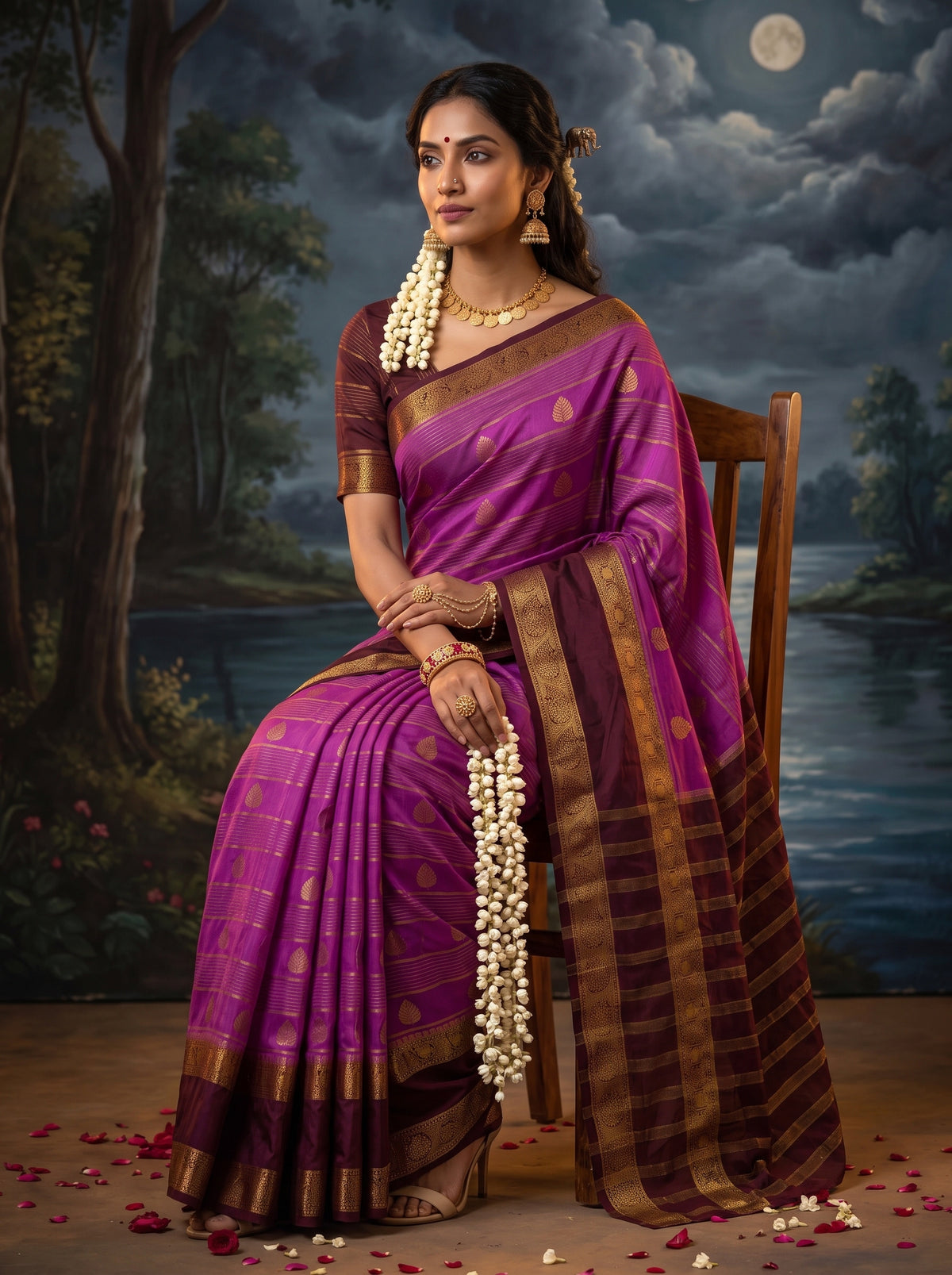 MIMOSA Lavender Mysore Silk Saree — pose 8 styling detail