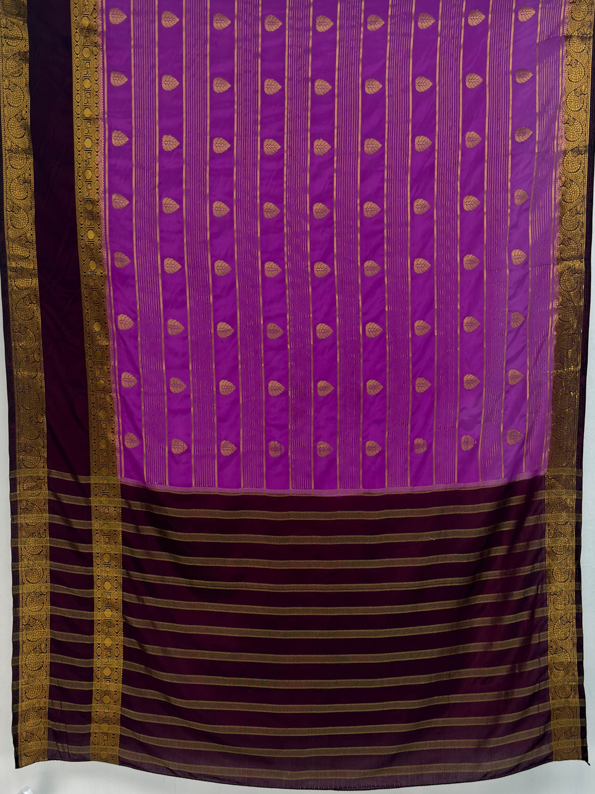 MIMOSA Lavender Mysore Silk Saree — pallu and zari work detail
