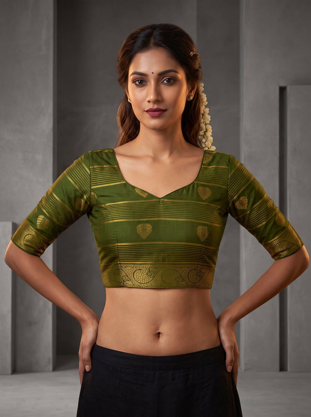 MIMOSA Rani Mysore Silk Saree — blouse close-up