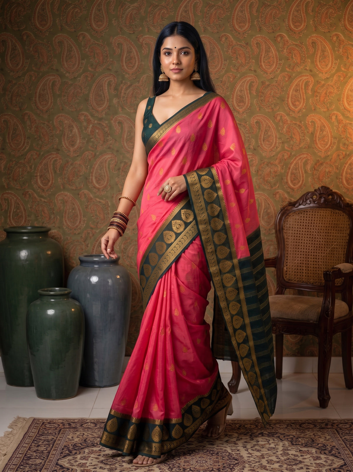 MIMOSA Gajari Mysore Silk Crepe Saree — pose 6 styling detail