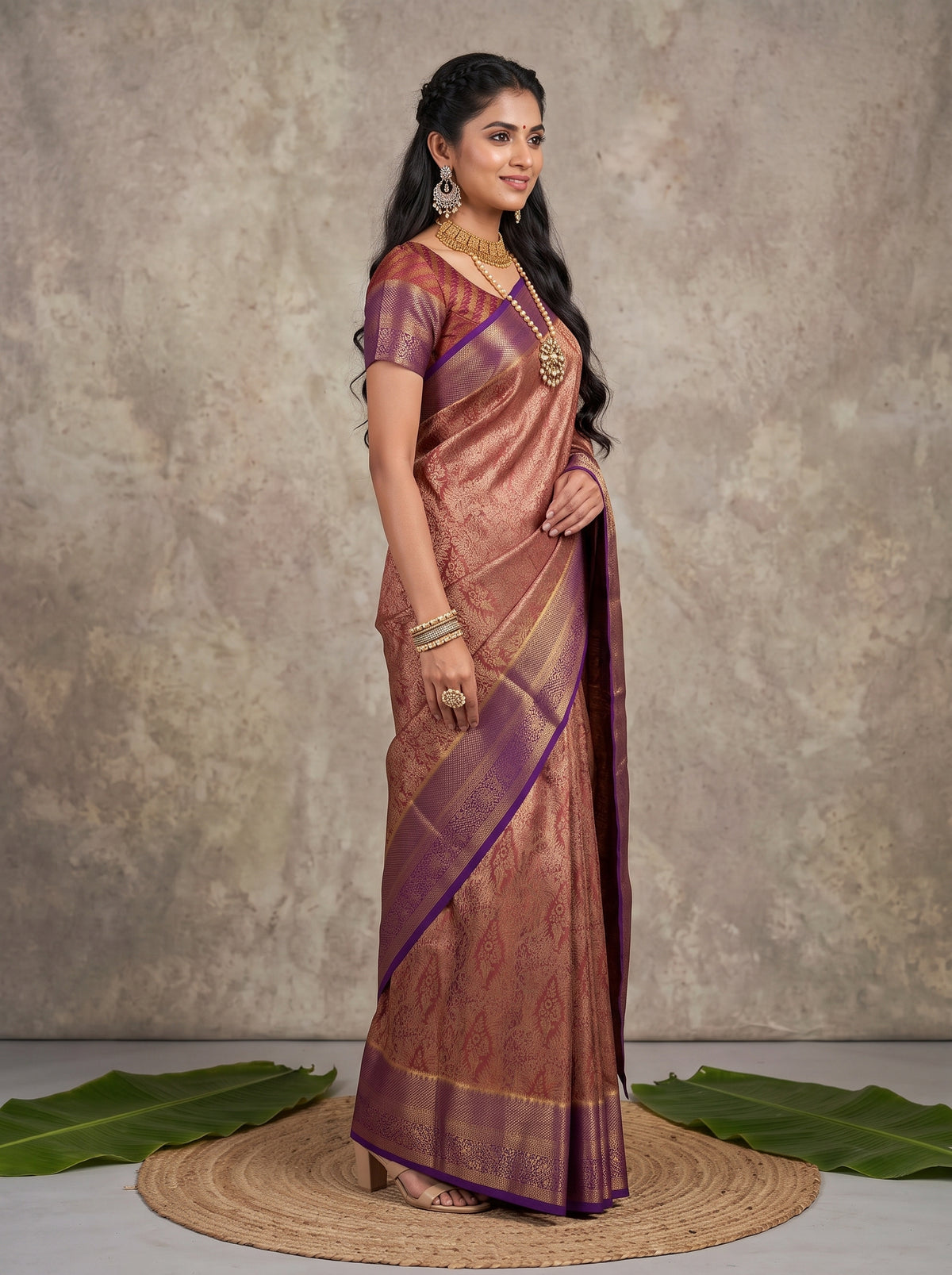 MIMOSA Magenta Kanjivaram Art Silk Saree — pose 3 styling detail