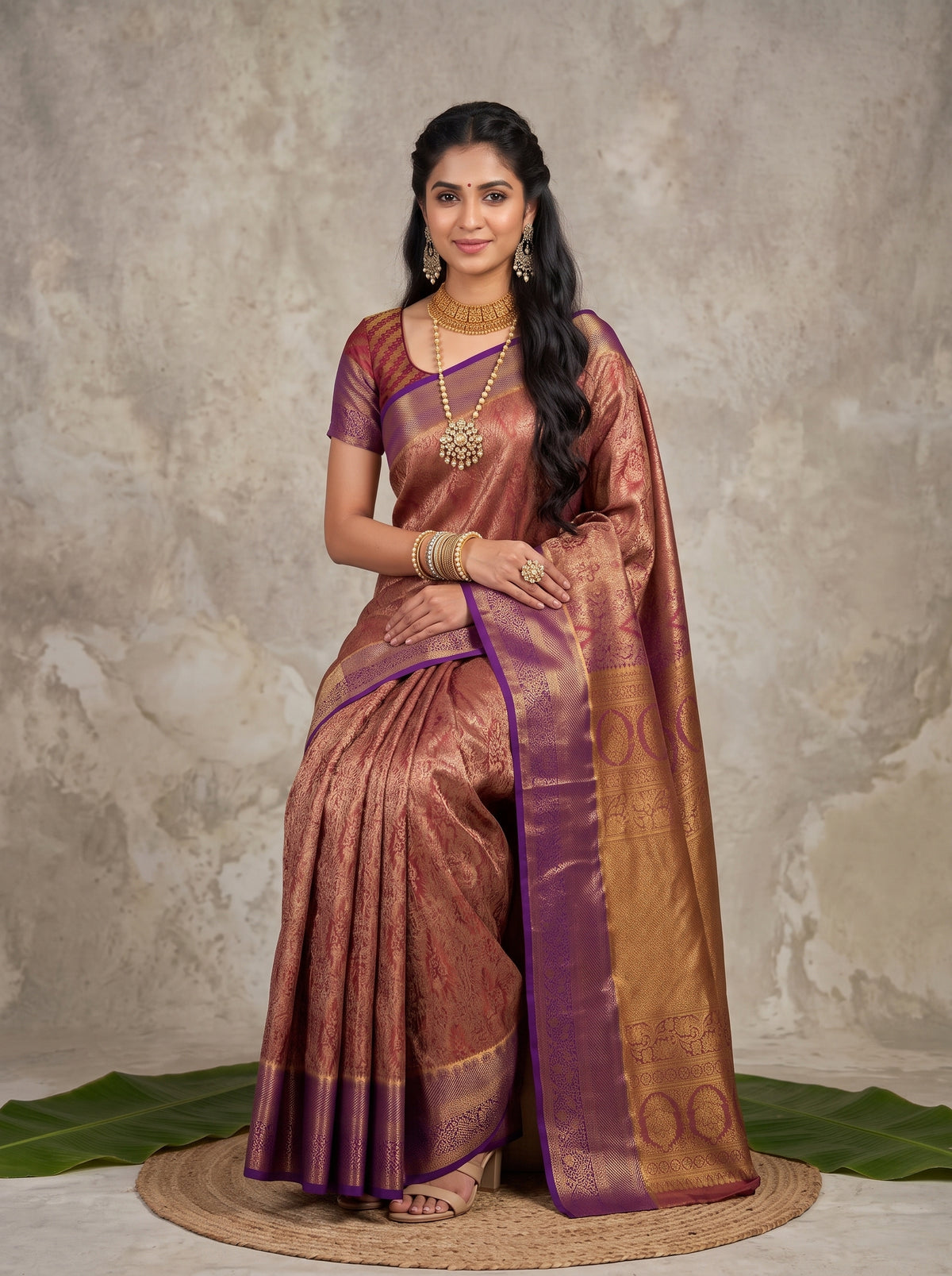 MIMOSA Magenta Kanjivaram Art Silk Saree — pose 8 styling detail