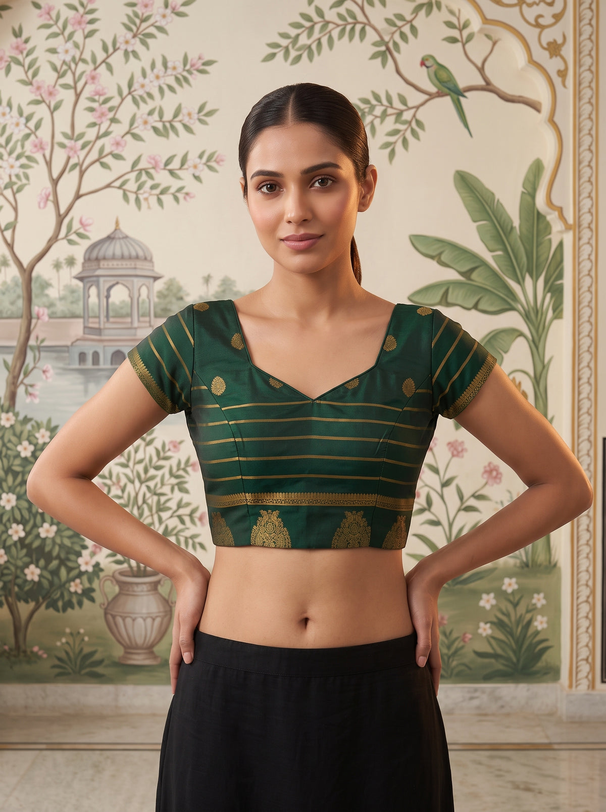 MIMOSA Half White Mysore Silk Saree — blouse close-up