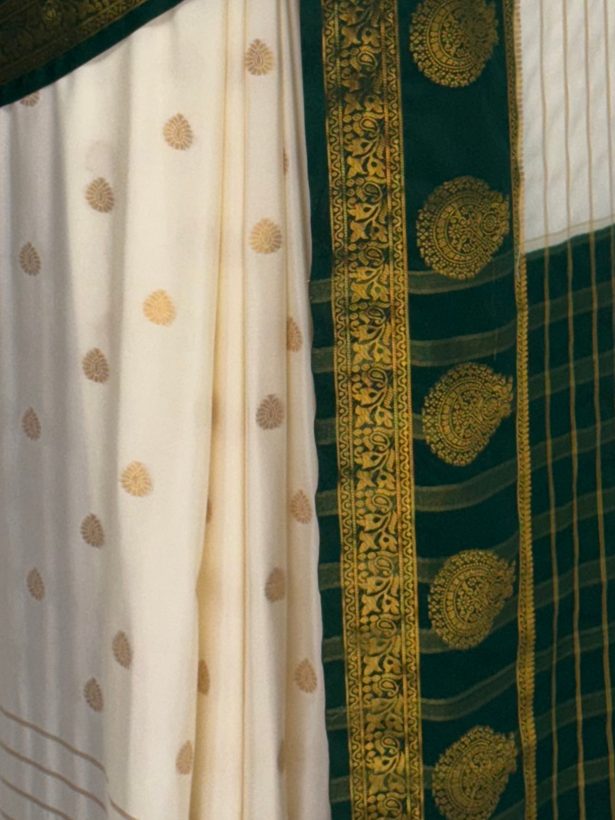 MIMOSA Half White Mysore Silk Saree — fleets shot full lifestyle