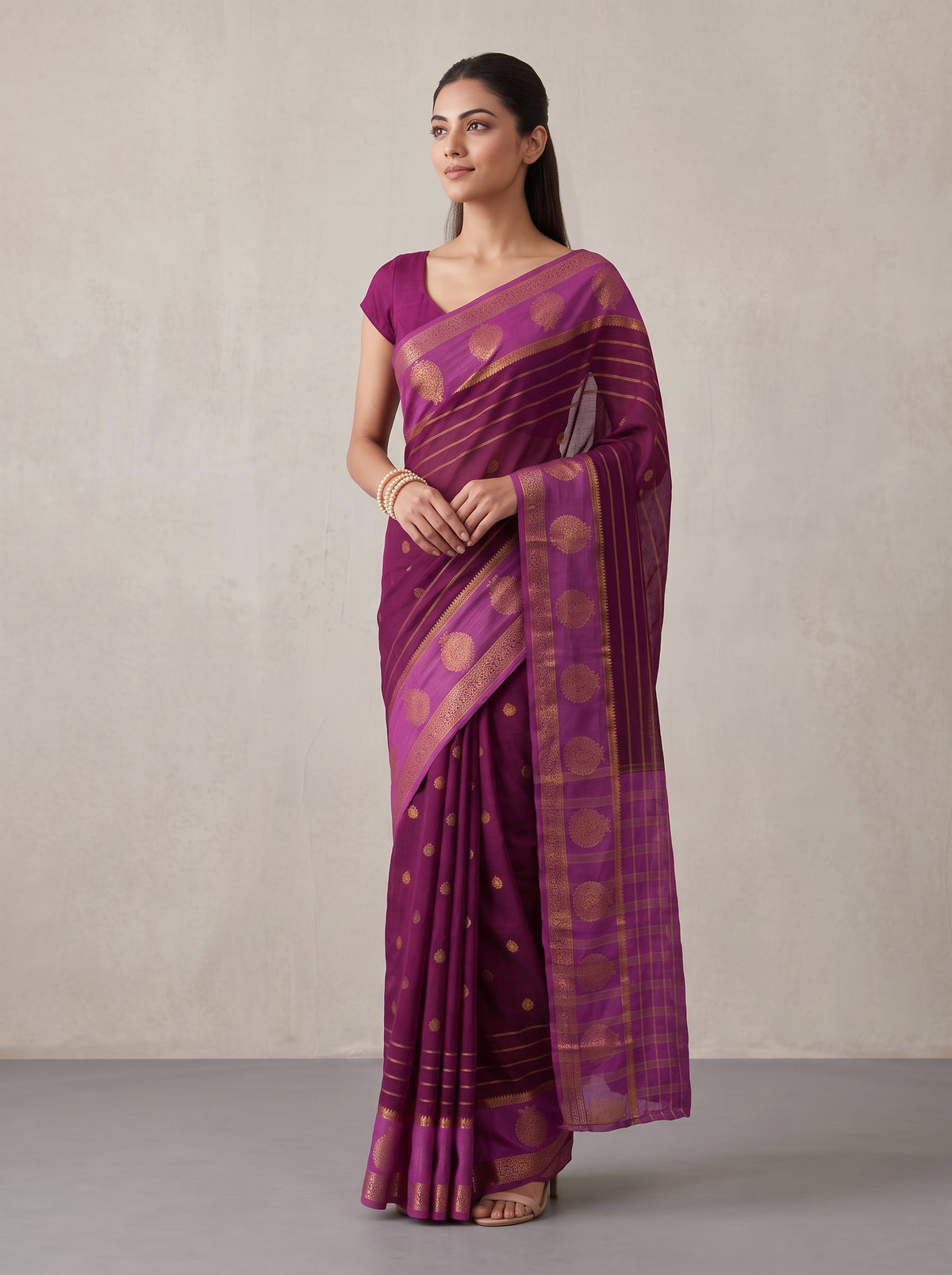 MIMOSA Jamun Mysore Silk Saree — pose 5 styling detail