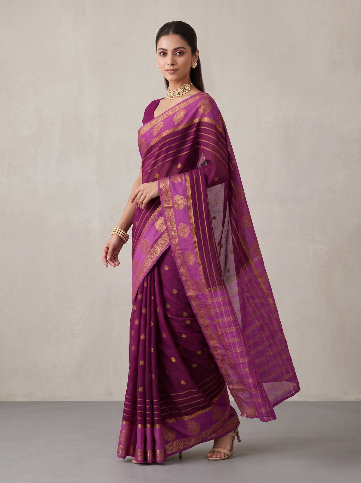 MIMOSA Jamun Mysore Silk Saree — pose 9 styling detail