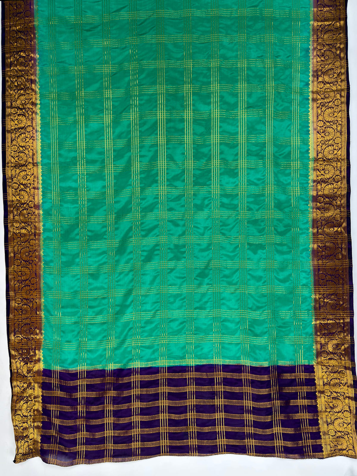MIMOSA Rama Mysore Silk Crepe Saree — pallu and zari work detail