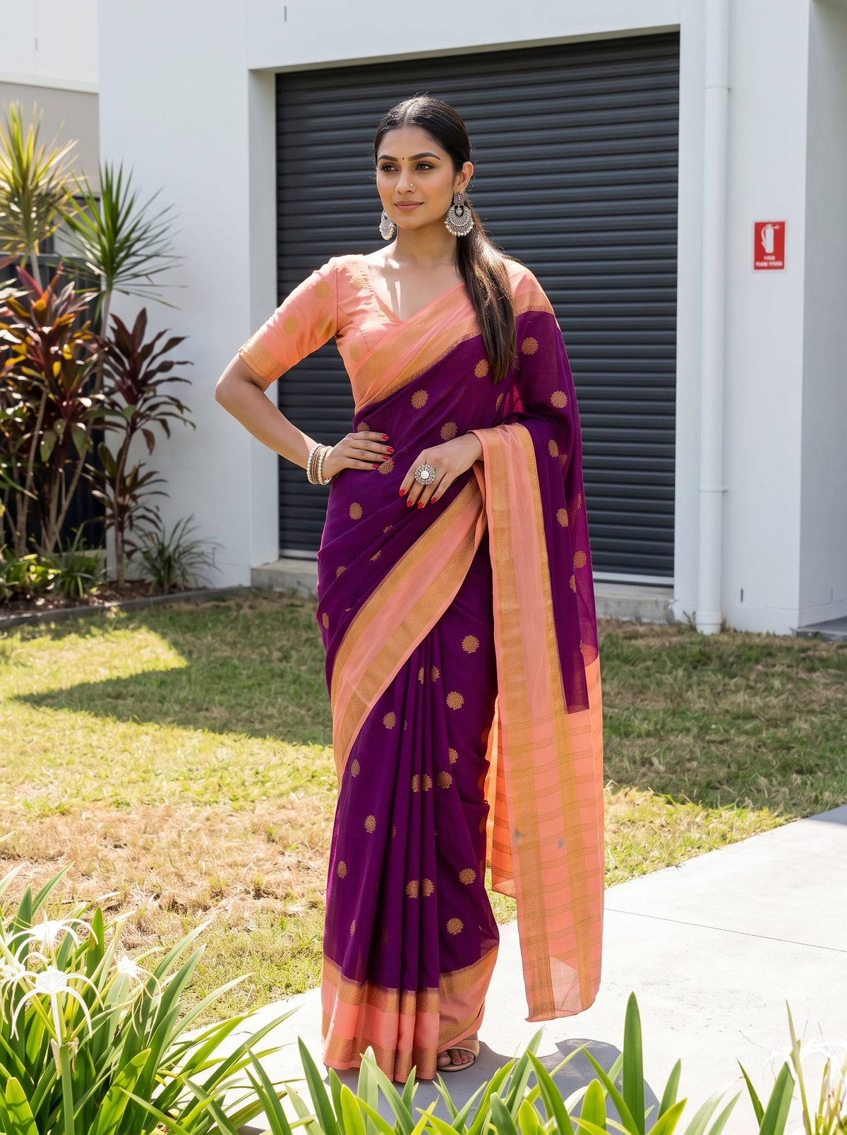 MIMOSA Jamun Mysore Silk Saree — pose 4 styling detail
