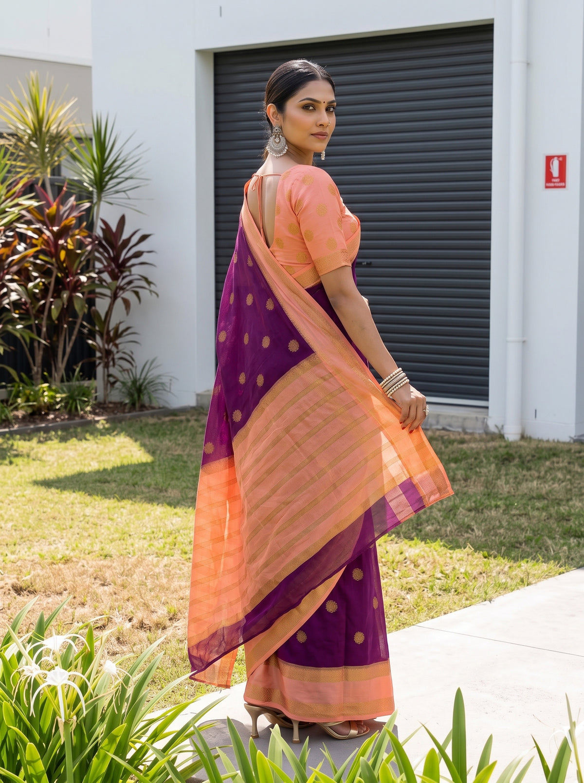 MIMOSA Jamun Mysore Silk Saree — pose 5 styling detail