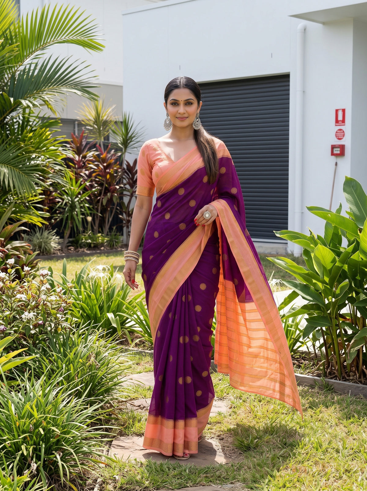 MIMOSA Jamun Mysore Silk Saree — pose 6 styling detail