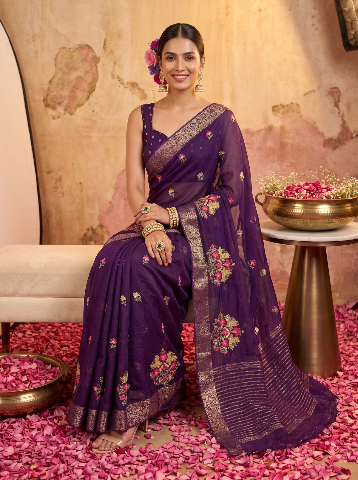 MIMOSA Jamun Jaipur Saree — pose 8 styling detail