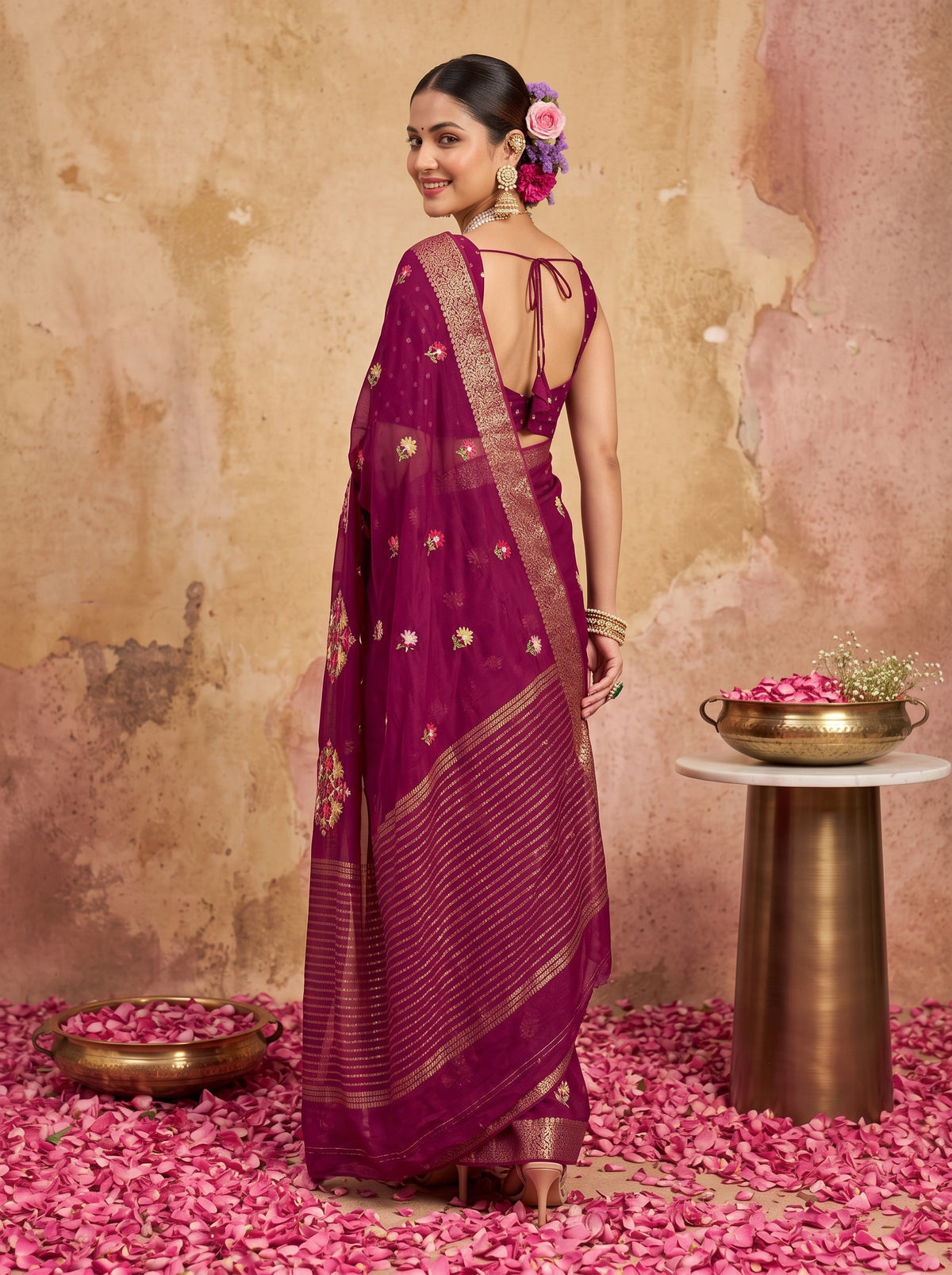 MIMOSA Magenta Jaipur Saree — pose 7 styling detail