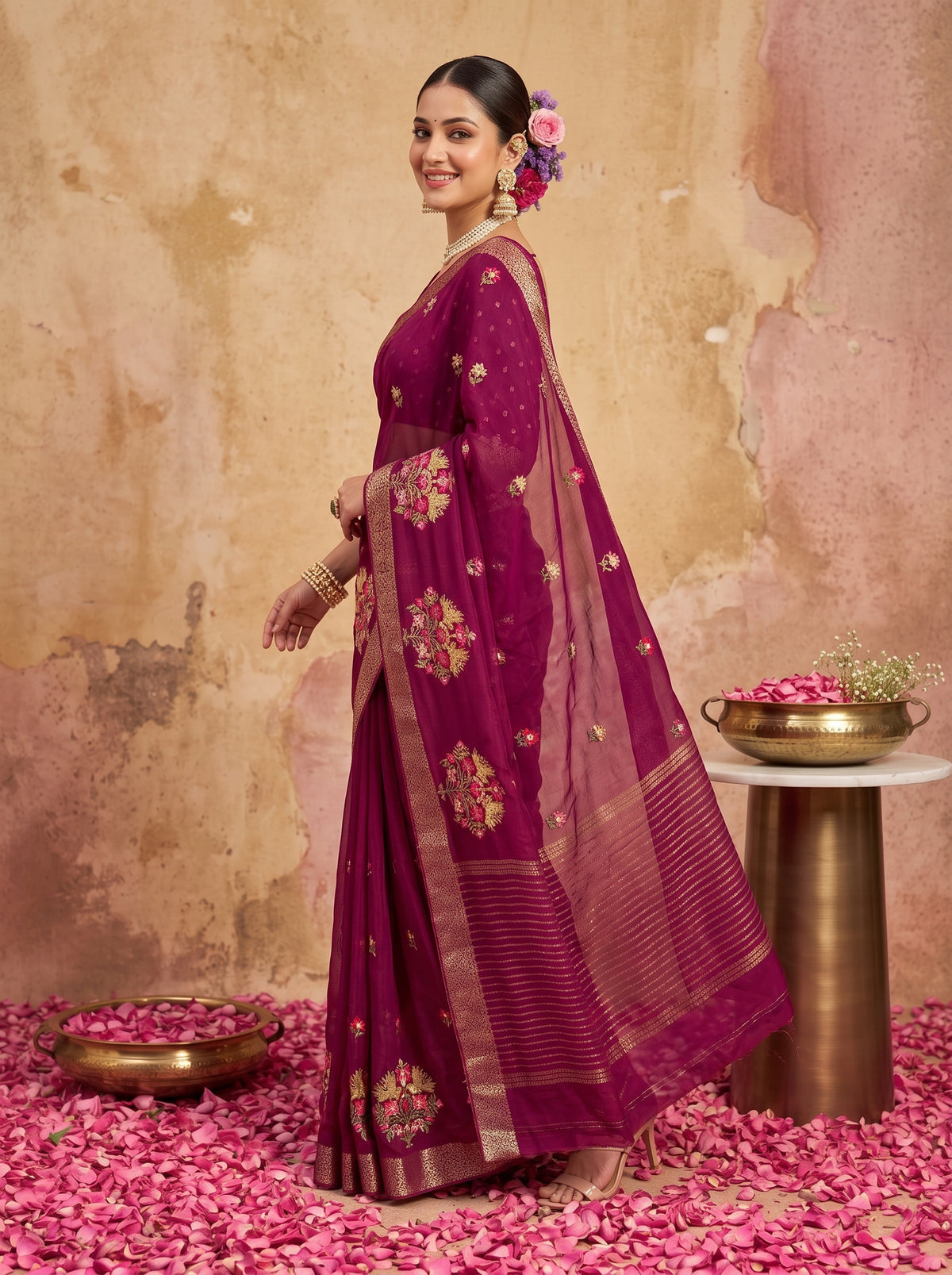 MIMOSA Magenta Jaipur Saree — pose 9 styling detail