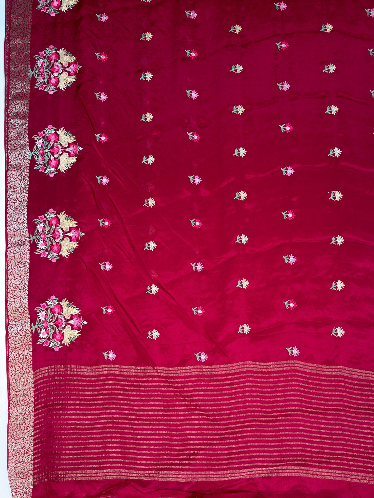 MIMOSA Maroon Jaipur Saree — pallu and zari work detail