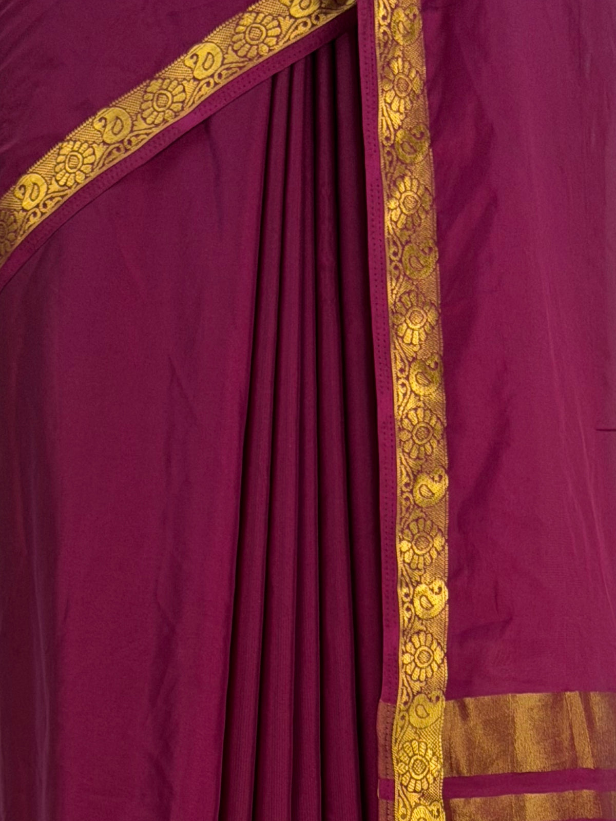 MIMOSA Wine Mysore Silk Crepe Saree — fleets shot full lifestyle