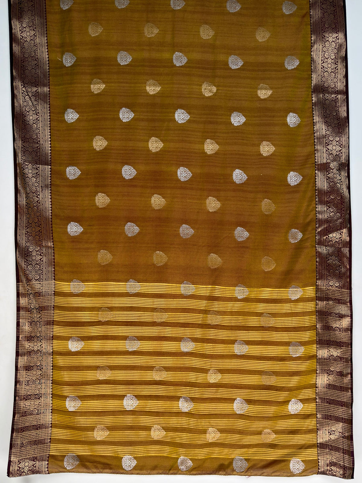MIMOSA Chocolate Banarasi Saree — pallu and zari work detail