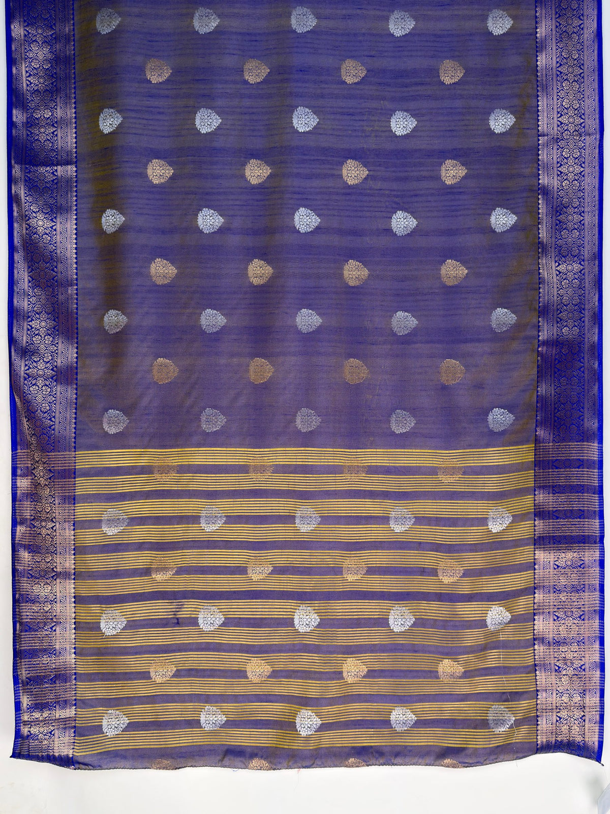 MIMOSA Royal Blue Banarasi Saree — pallu and zari work detail