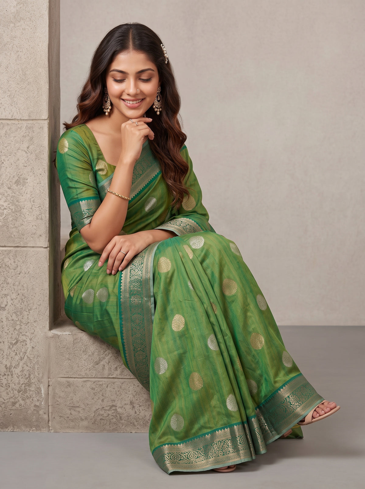 MIMOSA Rama Banarasi Saree — pose 8 styling detail