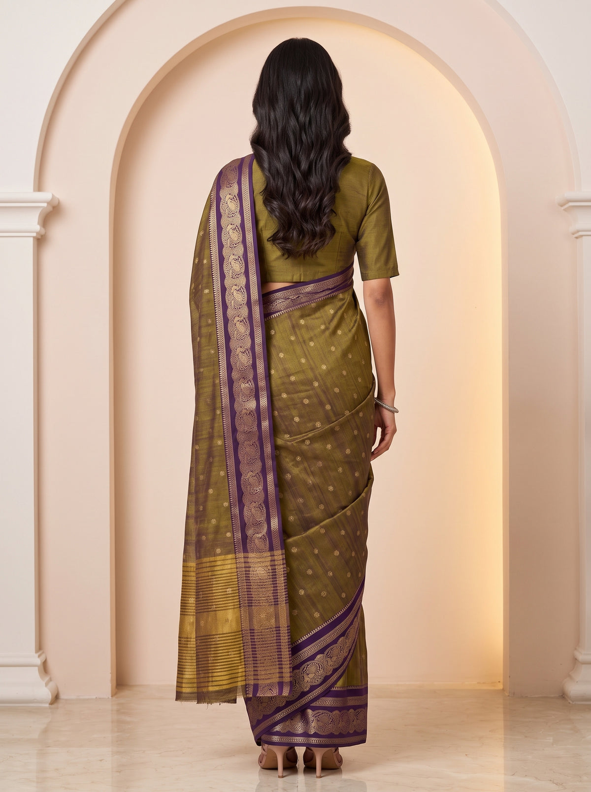 MIMOSA Jamun Banarasi Saree — pose 2 styling detail