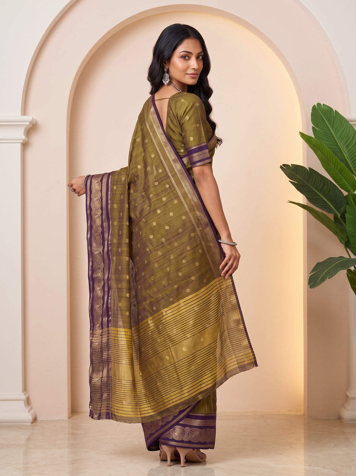 MIMOSA Jamun Banarasi Saree — pose 7 styling detail