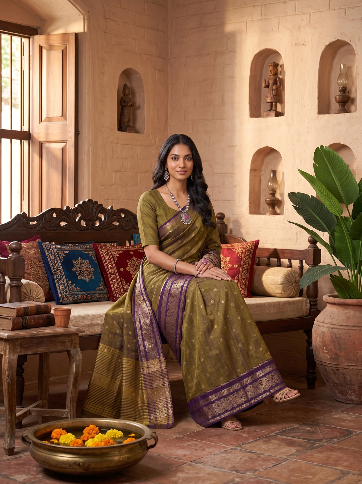 MIMOSA Jamun Banarasi Saree — pose 8 styling detail