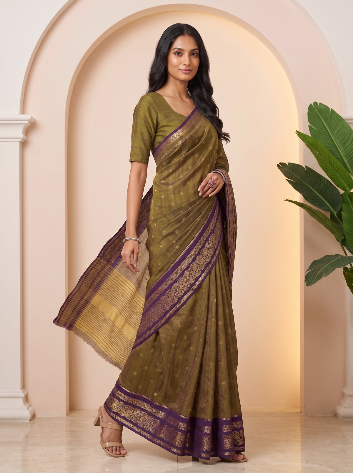 MIMOSA Jamun Banarasi Saree — pose 9 styling detail